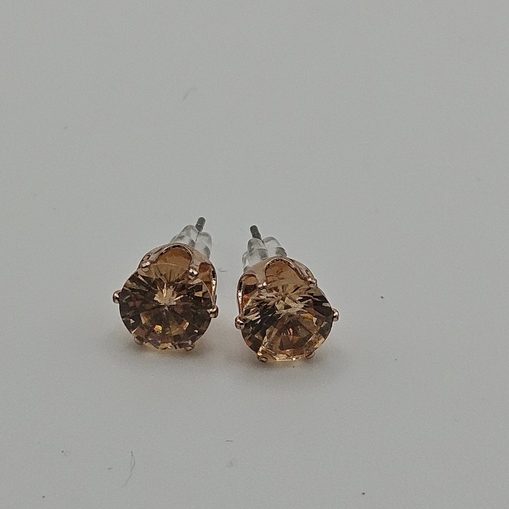 large peach orange crystal stud earrings